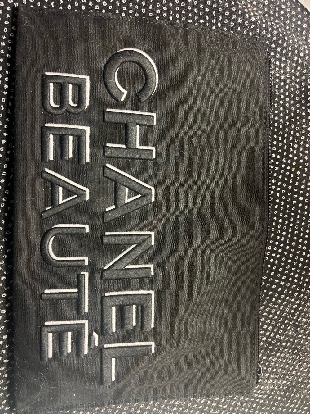 CHANEL Black Embossed BEAUTÉ Toiletry Pouch